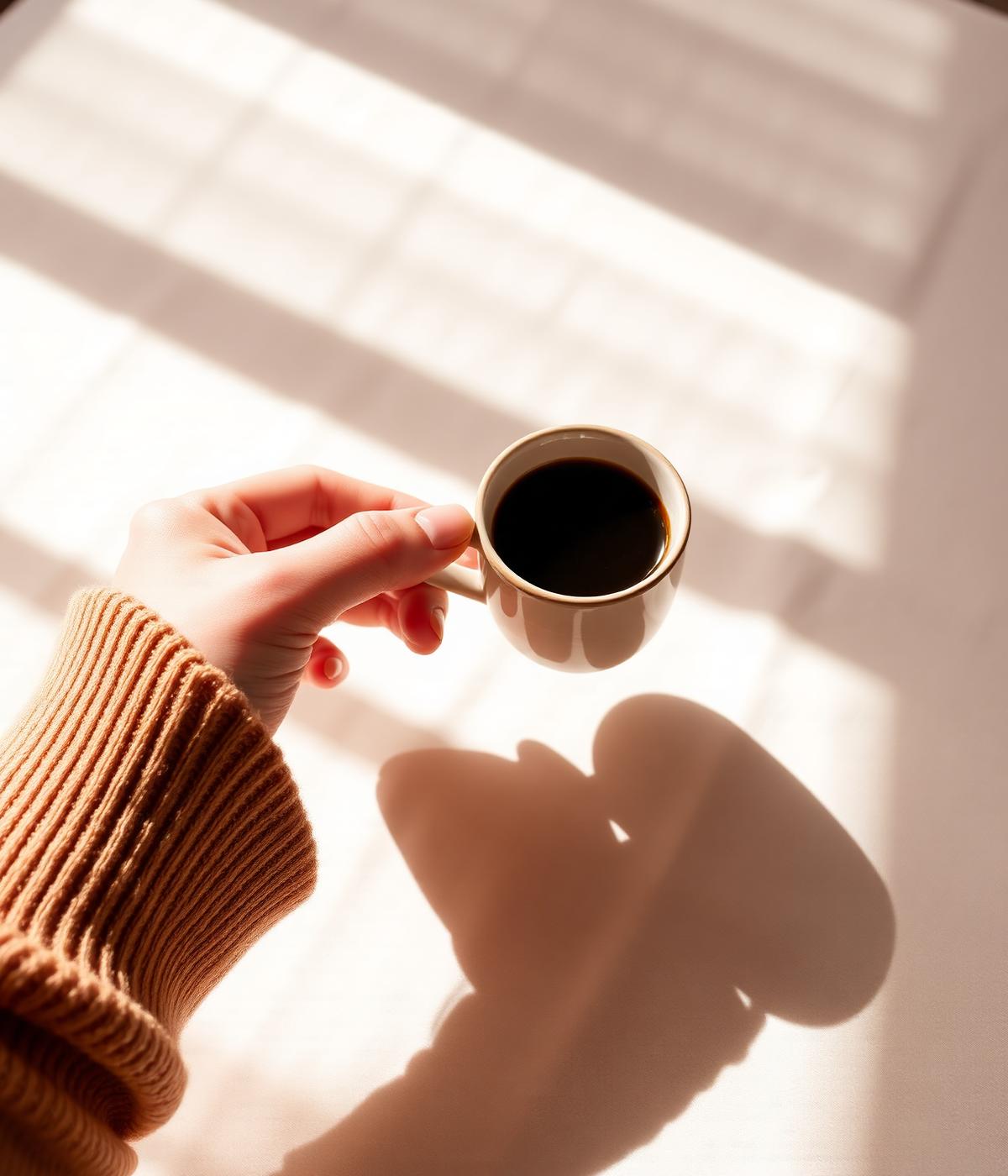 A small cup of MetaBrew espresso in morning light